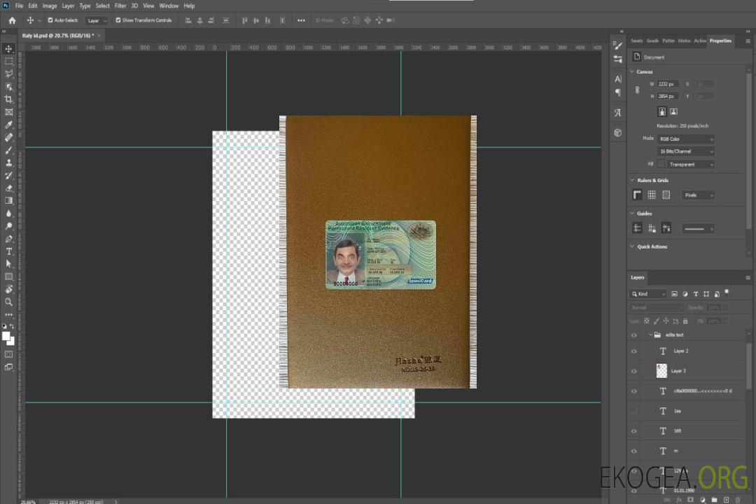 Photolook de la carte de séjour permanent en Australie AVANT template
